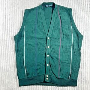 Vintage Carmel Button Up Sweater Vest Men's XL Grandpacore Preppy Academia Green